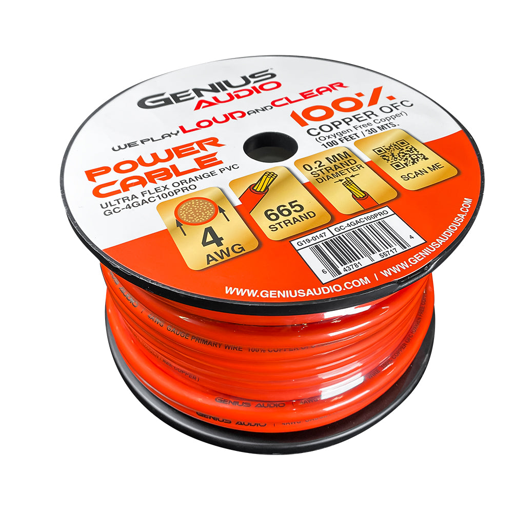 4GA/CCA OXYGEN FREE POWER CABLE FOR AMPLIFIER INSTALLATION ORANGE