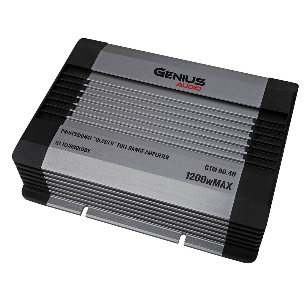 GTM SERIES 4-CHANNEL COMPACT DIGITAL AMPLIFIER 1200WMAX/80WRMS X 4CH STABLE 2 OHM STEREO