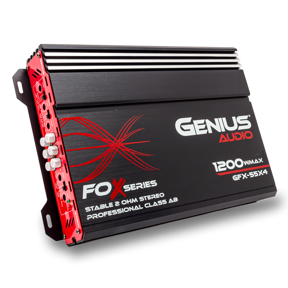 FOX SERIES CLASS A/B 4 CHANNEL AMPLIFIER 1200 WMAX/ 55 WRMS X 4 CH STABLE 2 OHM STEREO