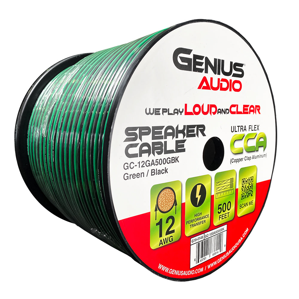 ULTRA FLEX 12GA/CCA SPEAKER CABLE GREEN/BLACK 500FT/150MTS