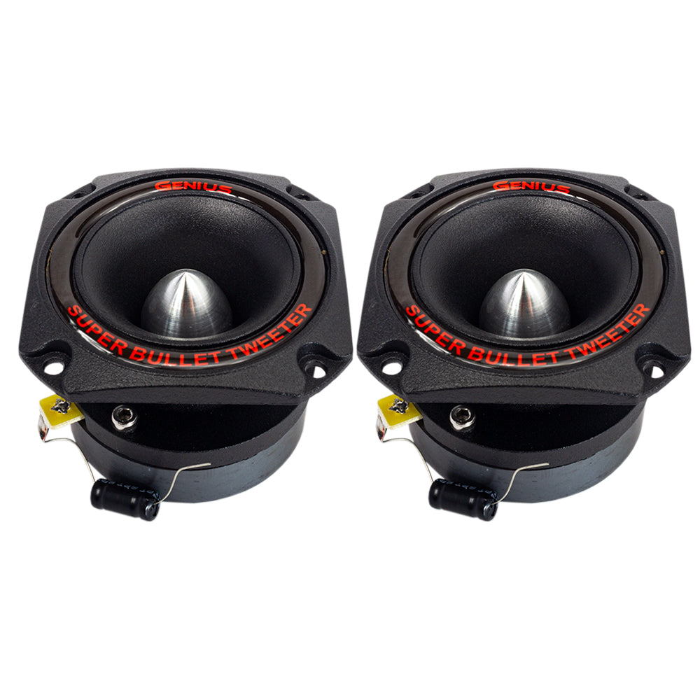 HIGH COMPRESSION 3" DIAMETER MOUNT 1" VOICE COIL ALUMINUM SUPER BULLET TWEETER PAIR WITH TITANIUM DIAPHRAGM  150W MAX