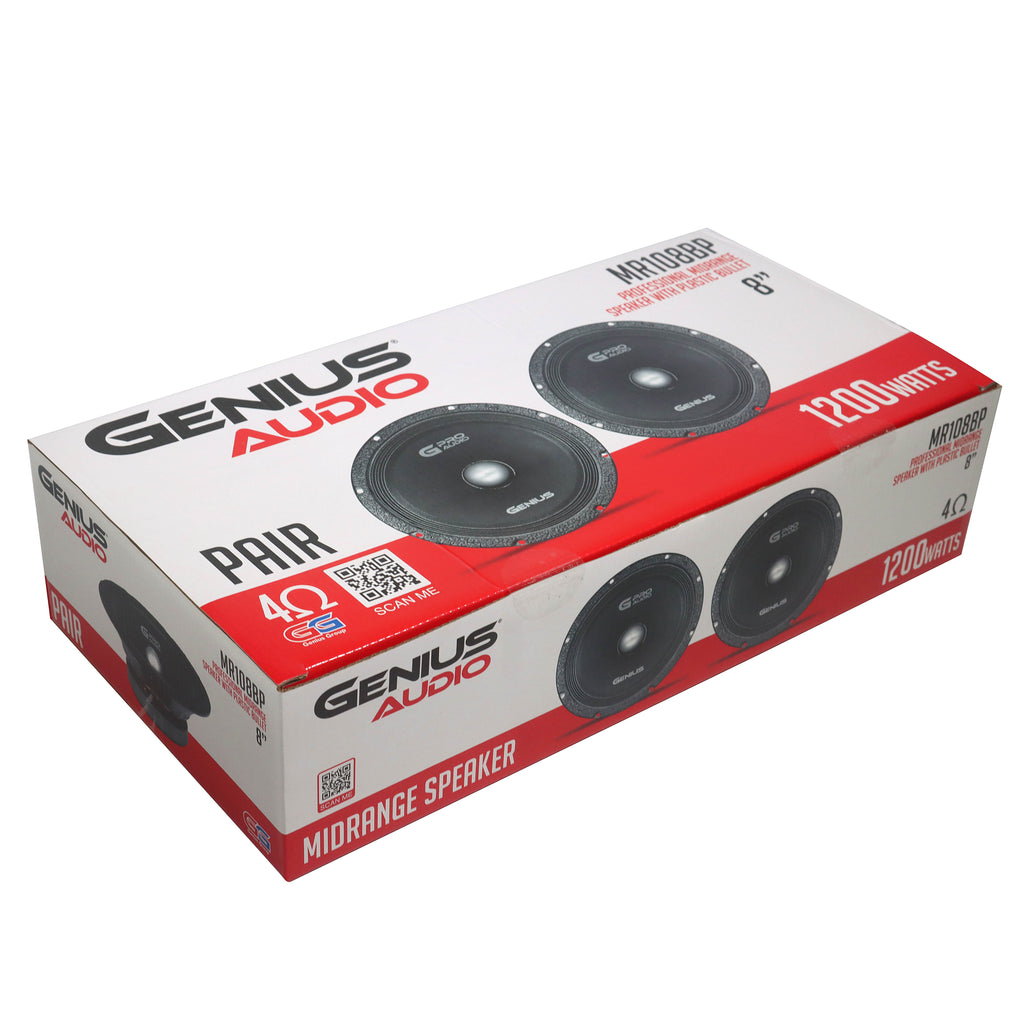 8'' PAIR MIDRANGE PRO AUDIO SPEAKER W/ BULLET 600 WMAX – GENIUS