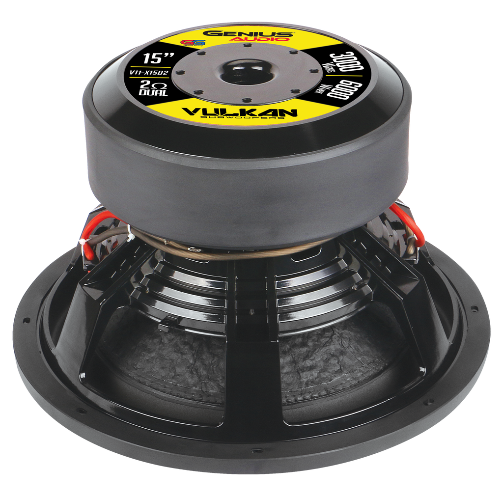 15"  VULKAN SERIES SUBWOOFER 6000WMAX / 3000 WRMS DUAL COIL 2 OHM VOICE COIL FLAT ALUMINUM WIRE