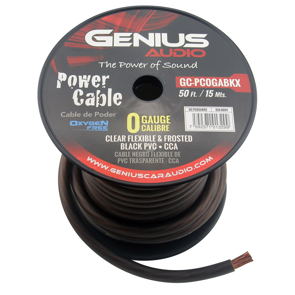 0GA/CCA OXYGEN FREE POWER CABLE FOR AMPLIFIER INSTALLATION BLACK 50 ft/ 15mts