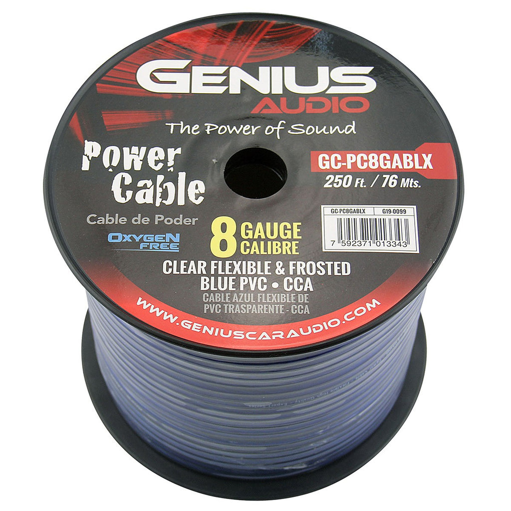 8GA/CCA OXYGEN FREE POWER CABLE FOR AMPLIFIER INSTALLATION BLUE 250ft/76mts