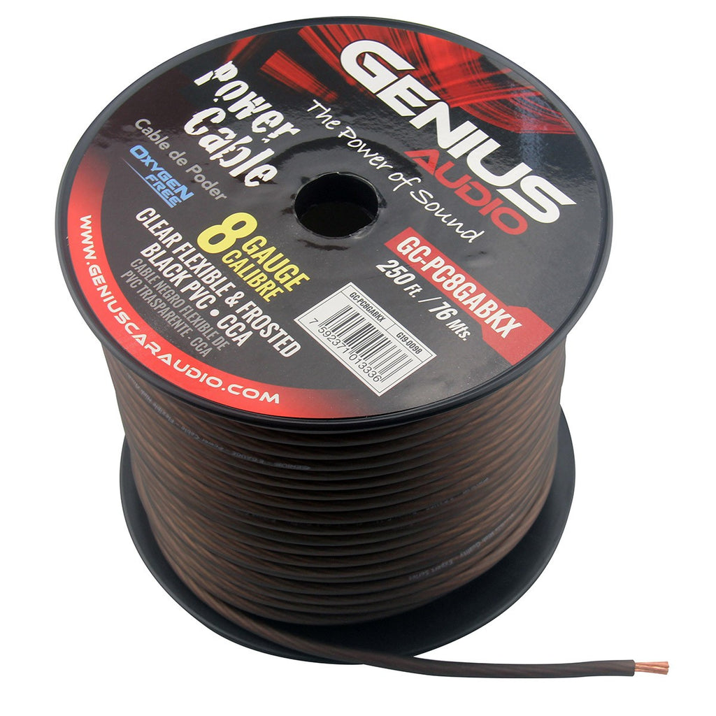 8GA/CCA OXYGEN FREE POWER CABLE FOR AMPLIFIER INSTALLATION BLACK 250ft/76mts